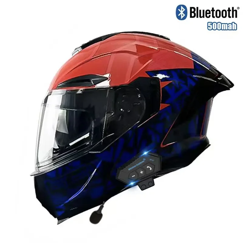블루투스 듀얼 렌즈 오프로드 레이싱 헬멧이 장착된 오토 - Full Face Motorcycle Helmet With Bluetooth 리뷰 및 가격